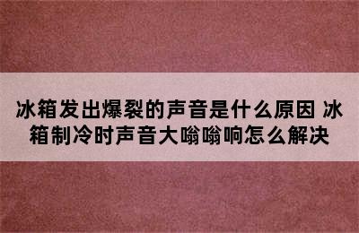 冰箱发出爆裂的声音是什么原因 冰箱制冷时声音大嗡嗡响怎么解决